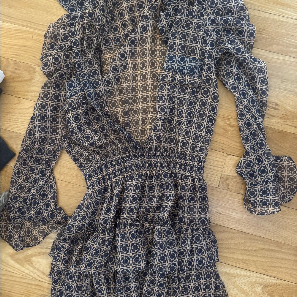 Elegant Navy Patterned Dress